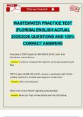 WASTEWATER PRACTICE TEST &lpar;FLORIDA&rpar; ENGLISH ACTUAL 2025&sol;2026 QUESTIONS AND 100&percnt; CORRECT ANSWERS