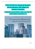 Financial Markets and Institutions &ndash; Anthony Saunders &lpar;8th Edition&rpar; &vert; Verified Test Bank with Questions and Answers
