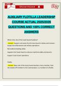 AUXILIARY FLOTILLA LEADERSHIP COURSE ACTUAL 2025&sol;2026 QUESTIONS AND 100&percnt; CORRECT ANSWERS
