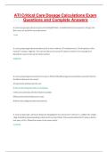 ATI Critical Care Dosage Calculations Exam Questions and Complete Answers