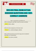 SHS 205 FINAL EXAM ACTUAL 2025&sol;2026 QUESTIONS AND 100&percnt; CORRECT ANSWERS