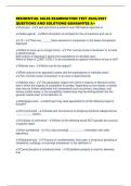 RESIDENTIAL SALES UPDATED TEST 2026&sol;2027 PAPER QUESTIONS AND SOLUTIONS GUARANTEE A&plus;