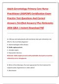 Adult-Gerontology Primary Care Nurse  Practitioner &lpar;AGPCNP&rpar; Certification Exam  Practice Test Questions And Correct  Answers &lpar;Verified Answers&rpar; Plus Rationales  2026 Q&A &vert; Instant Download Pdf 