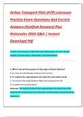 Airline Transport Pilot &lpar;ATP&rpar; Licensure  Practice Exam Questions And Correct  Answers &lpar;Verified Answers&rpar; Plus  Rationales 2026 Q&A &vert; Instant  Download Pdf 