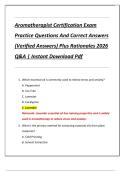 Aromatherapist Certification Exam  Practice Questions And Correct Answers  &lpar;Verified Answers&rpar; Plus Rationales 2026  Q&A &vert; Instant Download Pdf