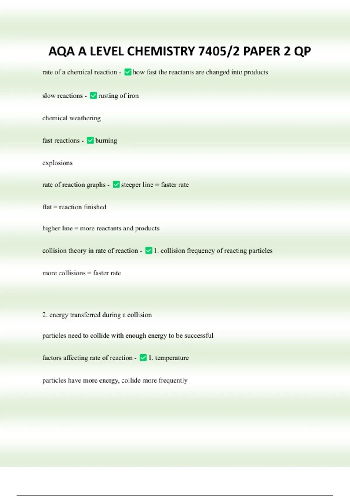 AQA A LEVEL CHEMISTRY 7405/2 PAPER 2 QP - Chemistry - Stuvia US