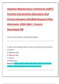 Aviation Maintenance Technician &lpar;AMT&rpar;  Practice Examination Questions And  Correct Answers &lpar;Verified Answers&rpar; Plus  Rationales 2026 Q&A &vert; Instant  Download Pdf