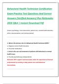 Behavioral Health Technician Certification  Exam Practice Test Questions And Correct  Answers &lpar;Verified Answers&rpar; Plus Rationales  2026 Q&A &vert; Instant Download Pdf