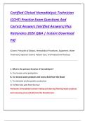 Certified Clinical Hemodialysis Technician  &lpar;CCHT&rpar; Practice Exam Questions And  Correct Answers &lpar;Verified Answers&rpar; Plus  Rationales 2026 Q&A &vert; Instant Download  Pdf 