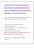 Certified Engineering Geologist Licensure  Exam Practice Test Questions And Correct  Answers &lpar;Verified Answers&rpar; Plus Rationales  2026 Q&A &vert; Instant Download Pdf 