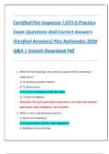 Certified Fire Inspector I &lpar;CFI-I&rpar; Practice  Exam Questions And Correct Answers  &lpar;Verified Answers&rpar; Plus Rationales 2026  Q&A &vert; Instant Download Pdf 