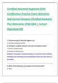 Certified Industrial Hygienist &lpar;CIH&rpar;  Certification Practice Exam Questions  And Correct Answers &lpar;Verified Answers&rpar;  Plus Rationales 2026 Q&A &vert; Instant  Download Pdf 