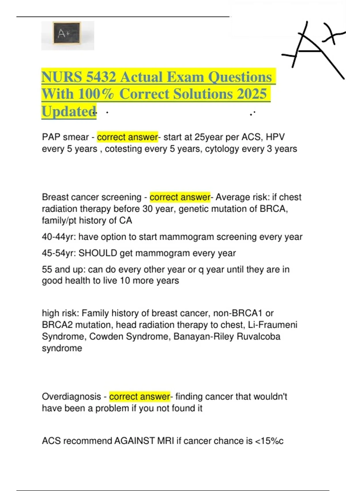 NURS 5432 Actual Exam Questions With 100% Correct Solutions 2025 ...