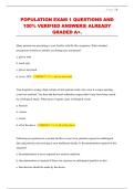 POPULATION EXAM 1 QUESTIONS AND 100&percnt; VERIFIED ANSWERS&vert; ALREADY GRADED A&plus;&period;