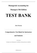 Complete Test Bank &mdash; Managerial Accounting for Managers&comma; 5th Edition &mdash; Eric W&period; Noreen&comma; 2019 &mdash; ISBN 978‑1259969485 &mdash; All Chapters Covered &lpar;Latest Update&rpar;