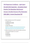 FAA Repairman Certificate &ndash; Light-Sport  Aircraft &lpar;LSA&rpar; Inspection &ndash; Gyroplane Exam  Practice Test Questions And Correct  Answers &lpar;Verified Answers&rpar; Plus Rationales  2026 Q&A &vert; Instant Download Pdf 