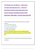 FAA Repairman Certificate &ndash; Light-Sport  Aircraft &lpar;LSA&rpar; Maintenance &ndash; Powered  Parachute Practice Exam Questions And  Correct Answers &lpar;Verified Answers&rpar; Plus  Rationales 2026 Q&A &vert; Instant Download Pdf 