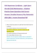 FAA Repairman Certificate &ndash; Light-Sport  Aircraft &lpar;LSA&rpar; Maintenance &ndash; Airplane  Practice Exam Questions And Correct  Answers &lpar;Verified Answers&rpar; Plus Rationales  2026 Q&A &vert; Instant Download Pdf 