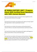 AP WORLD HISTORY UNIT 7 Progress Check 2025 Certified Exam Questions with 100&percnt; Correct Answers