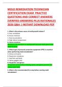 MOLD REMEDIATION TECHNICIAN  CERTIFICATION EXAM  PRACTICE  QUESTIONS AND CORRECT ANSWERS  &lpar;VERIFIED ANSWERS&rpar; PLUS RATIONALES  2026 Q&A &vert; INSTANT DOWNLOAD PDF 