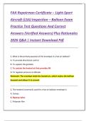 FAA Repairman Certificate &ndash; Light-Sport  Aircraft &lpar;LSA&rpar; Inspection &ndash; Balloon Exam  Practice Test Questions And Correct  Answers &lpar;Verified Answers&rpar; Plus Rationales  2026 Q&A &vert; Instant Download Pdf 