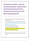 FAA Repairman Certificate &ndash; Light-Sport  Aircraft &lpar;Lsa&rpar; Inspection &ndash; Airplane Practice  Exam Questions And Correct Answers  &lpar;Verified Answers&rpar; Plus Rationales 2026  Q&A &vert; Instant Download Pdf 