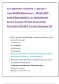 FAA Repairman Certificate &ndash; Light-Sport  Aircraft &lpar;LSA&rpar; Maintenance &ndash; Weight-Shift  Control Exam Practice Test Questions And  Correct Answers &lpar;Verified Answers&rpar; Plus  Rationales 2026 Q&A &vert; Instant Download Pdf 