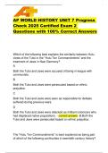 AP WORLD HISTORY UNIT 7 Progress Check 2025 Certified Exam 2 Questions with 100&percnt; Correct Answers