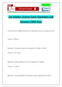 Car Dealers License Exam Questions and Answers 100&percnt; Pass