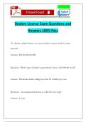 Dealers License Exam Questions and Answers 100&percnt; Pass