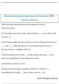 Kentucky permit test Questions with Answers &lpar;100&percnt;  Correct Answers&rpar; 