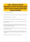CISR - Elements Of Risk Management Exam Questions With 100&percnt; Correct Answers 2025&sol;2026 &lpar;Expert Verified&rpar;