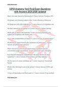 IUPUI Anatomy Yard Final Exam Questions with Answers 2025-2026 Updated