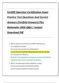 Forklift Operator Certification Exam  Practice Test Questions And Correct  Answers &lpar;Verified Answers&rpar; Plus  Rationales 2026 Q&A &vert; Instant  Download Pdf