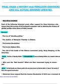 FINAL EXAM 4 HISTORY 1020 FERGUSON QUESTIONS AND ALL ACTUAL ANSWERS UPDATED&period;