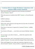 Louisiana Driver's Guide Worksheet 1 Questions with  Answers &lpar;100&percnt; Correct Answers&rpar;