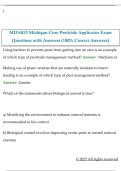 MDARD Michigan Core Pesticide Applicator Exam Questions with Answers