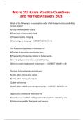 Micro 202 Exam Practice Questions and Verified Answers 2026