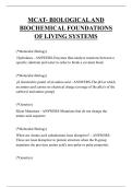 MCAT- BIOLOGICAL AND BIOCHEMICAL FOUNDATIONS OF LIVING SYSTEMS  QUESTIONS AND ANSWERS 2025 