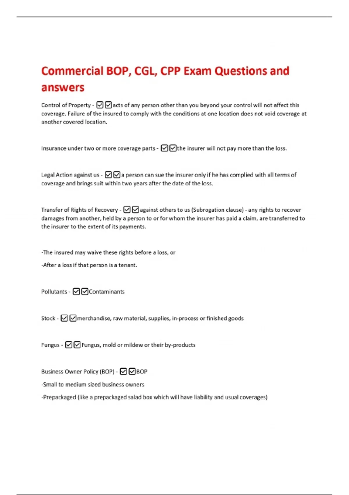 a question about cpp coverage · issue #152 ·... Commercial BOP, CGL, CPP Exam Questions and answers - Commercial ...