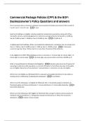 Commercial Package Policies &lpar;CPP&rpar; & the BOP&colon;  Businessowner's Policy Questions and answers 