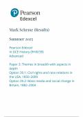 2025 Pearson Edexcel A level History Mark Scheme Paper 3 &lpar;9HI0&sol;39&colon; Themes in breadth with aspects in depth&rpar;