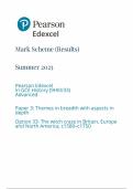 2025 Pearson Edexcel A level History Mark Scheme Paper 3 &lpar;9HI0&sol;33&colon; Themes in breadth with aspects in depth&rpar;