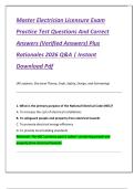 Master Electrician Licensure Exam  Practice Test Questions And Correct  Answers &lpar;Verified Answers&rpar; Plus  Rationales 2026 Q&A &vert; Instant  Download Pdf 