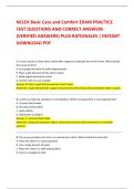 NCLEX Basic Care and Comfort EXAM PRACTICE TEST QUESTIONS AND CORRECT ANSWERS