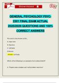 GENERAL PSYCHOLOGY PSYC- 2301 FINAL EXAM ACTUAL 2025&sol;2026 QUESTIONS AND 100&percnt; CORRECT ANSWERS