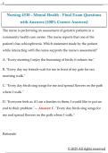 Nursing 4530 - Mental Health - Final Exam Questions  with Answers &lpar;100&percnt; Correct Answers&rpar; 