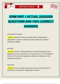 ICRM PART 1 ACTUAL 2025&sol;2026 QUESTIONS AND 100&percnt; CORRECT ANSWERS