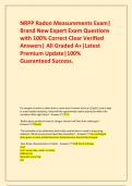  NRPP Radon Measurements Exam&vert; Brand New Expert Exam Questions with 100&percnt; Correct Clear Verified Answers&vert; All Graded A&plus;&vert;Latest Premium Update&vert;100&percnt; Guaranteed Success&period;