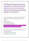 National Board for Certification in Occupational  Therapy &lpar;NBCOT&rpar; &ndash; Occupational Therapist &lpar;OTR&rpar;  Certification Exam Practice Test Questions And  Correct Answers &lpar;Verified Answers&rpar; Plus Rationales  2026 Q&A &vert; Instant Download Pdf 